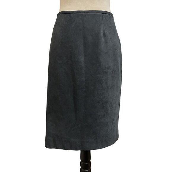 Calvin Klein Deep Charcoal Gray Suede Lined Midi Pencil Skirt (Size: 8) - Picture 8 of 11